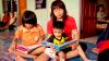 Parent reading to kids